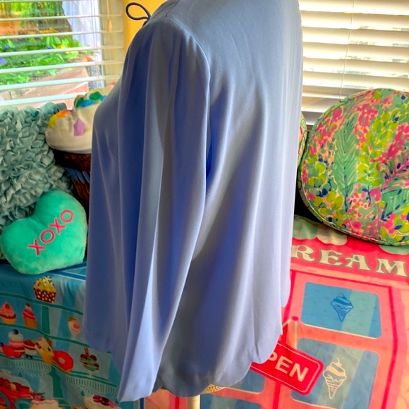 Talbots light blue almost periwinkle top with lace up tie front - Picture 8 of 8